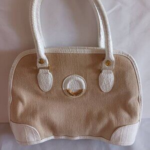 Linea Nuova White And Tan Handbag